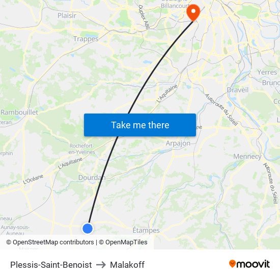Plessis-Saint-Benoist to Malakoff map