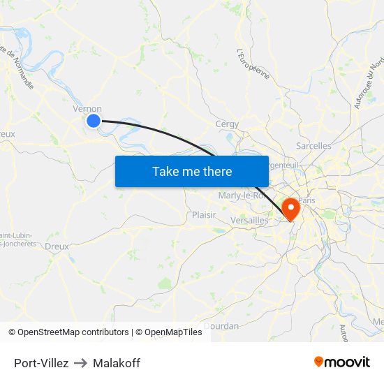 Port-Villez to Malakoff map