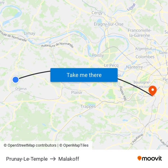 Prunay-Le-Temple to Malakoff map