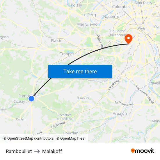 Rambouillet to Malakoff map