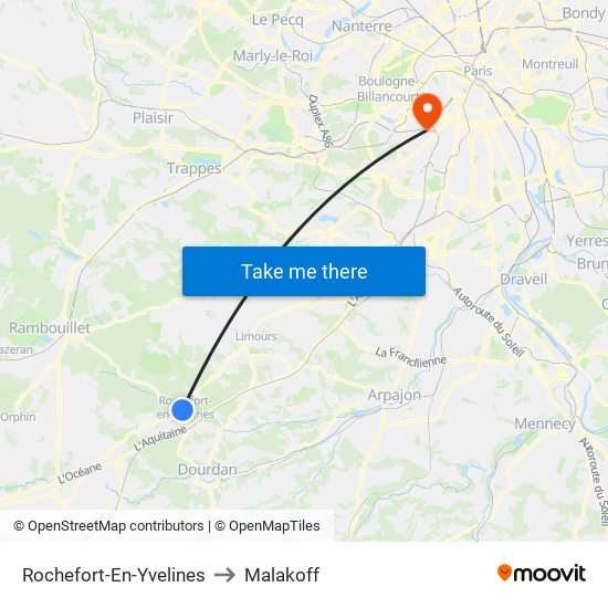 Rochefort-En-Yvelines to Malakoff map