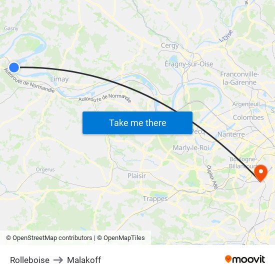 Rolleboise to Malakoff map