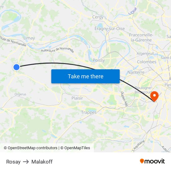 Rosay to Malakoff map