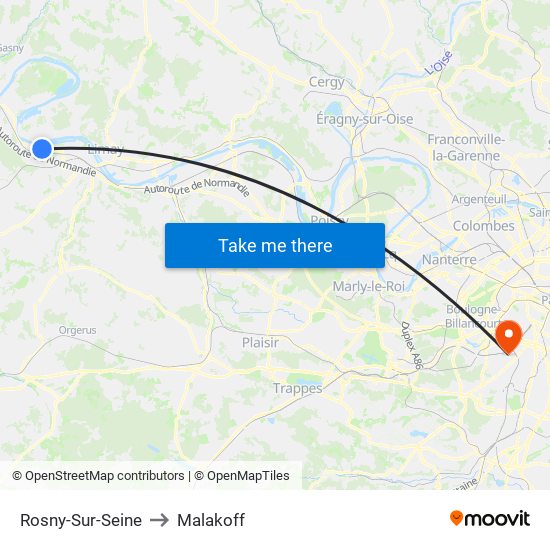 Rosny-Sur-Seine to Malakoff map