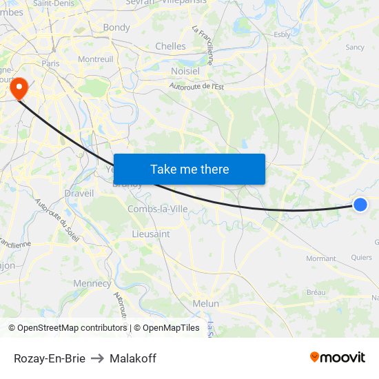 Rozay-En-Brie to Malakoff map