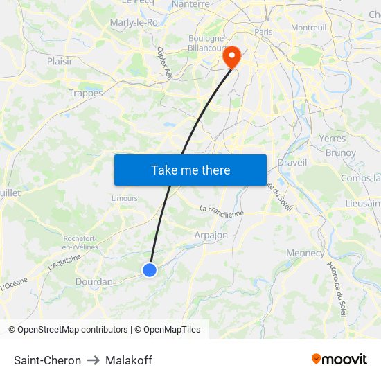 Saint-Cheron to Malakoff map