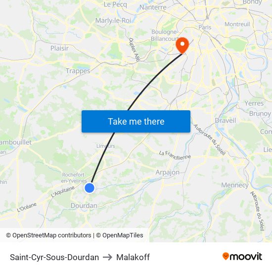 Saint-Cyr-Sous-Dourdan to Malakoff map