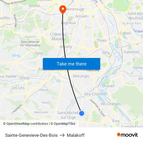 Sainte-Genevieve-Des-Bois to Malakoff map