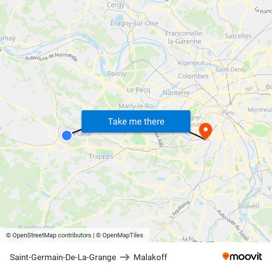 Saint-Germain-De-La-Grange to Malakoff map