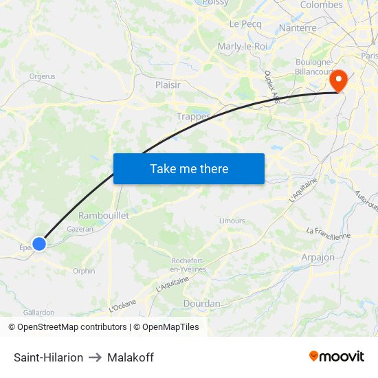 Saint-Hilarion to Malakoff map