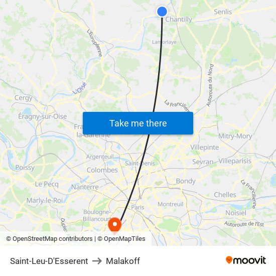 Saint-Leu-D'Esserent to Malakoff map