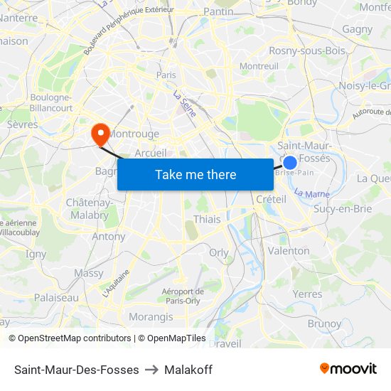 Saint-Maur-Des-Fosses to Malakoff map