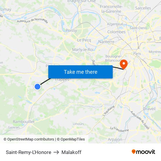 Saint-Remy-L'Honore to Malakoff map