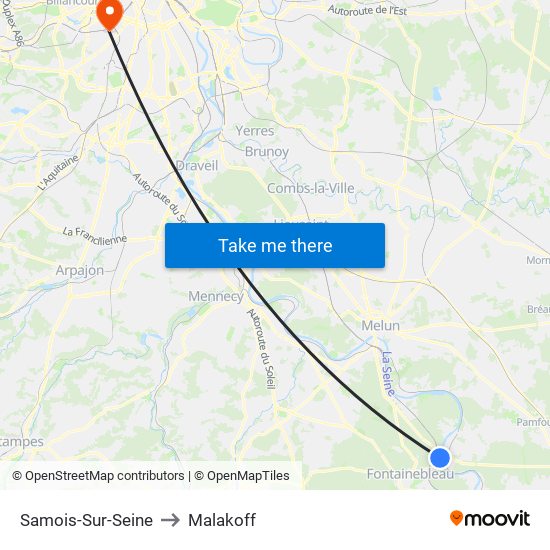 Samois-Sur-Seine to Malakoff map