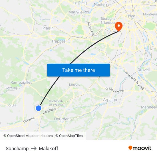 Sonchamp to Malakoff map