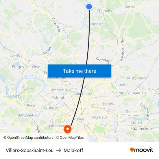 Villers-Sous-Saint-Leu to Malakoff map