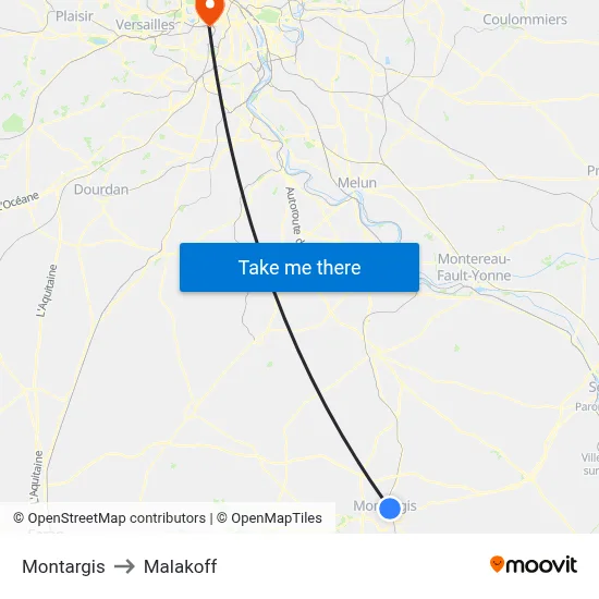 Montargis to Malakoff map