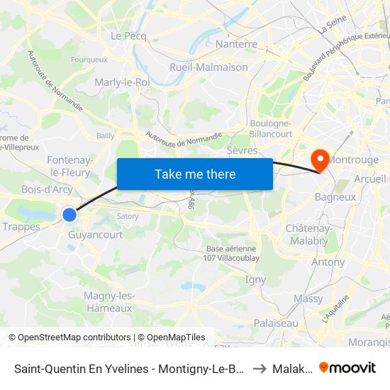 Saint-Quentin En Yvelines - Montigny-Le-Bretonneux to Malakoff map