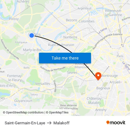 Saint-Germain-En-Laye to Malakoff map