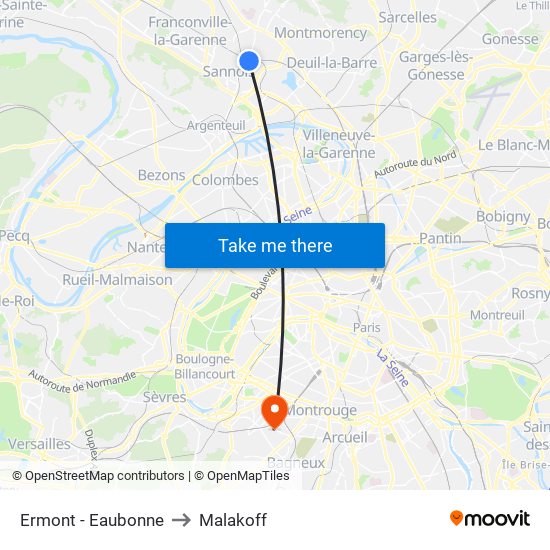 Ermont - Eaubonne to Malakoff map