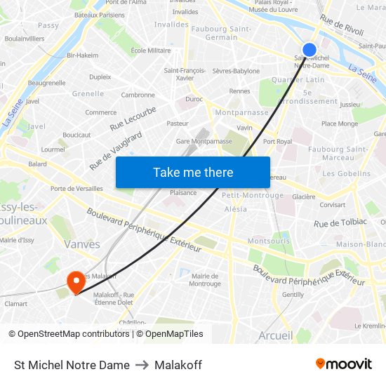 St Michel Notre Dame to Malakoff map