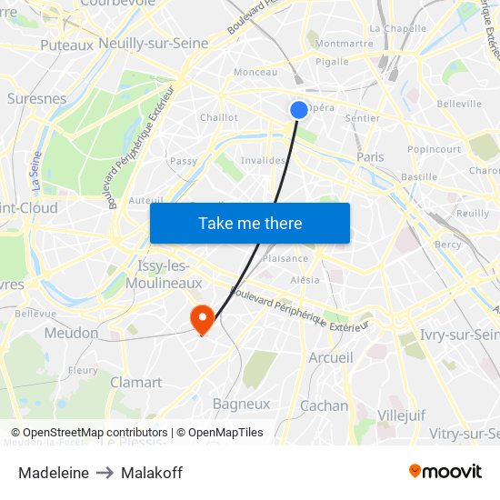 Madeleine to Malakoff map