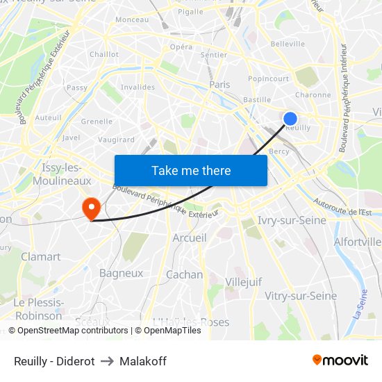 Reuilly - Diderot to Malakoff map