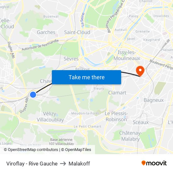 Viroflay - Rive Gauche to Malakoff map