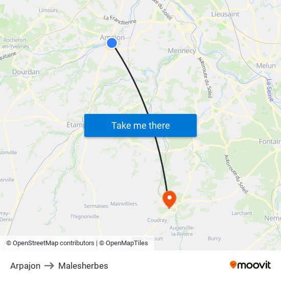 Arpajon to Malesherbes map