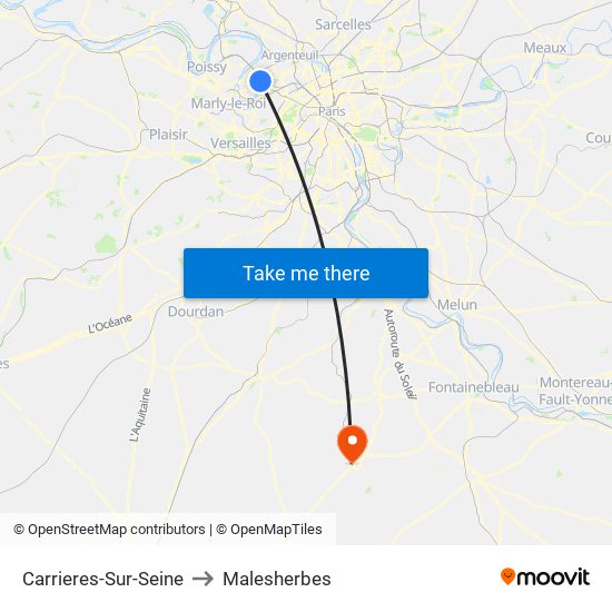 Carrieres-Sur-Seine to Malesherbes map