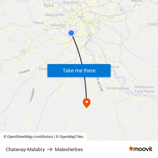 Chatenay-Malabry to Malesherbes map