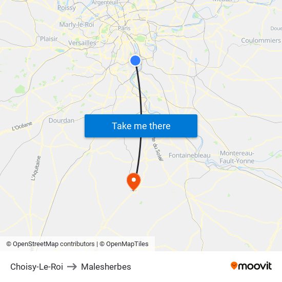 Choisy-Le-Roi to Malesherbes map