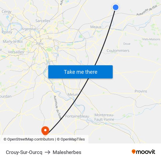 Crouy-Sur-Ourcq to Malesherbes map