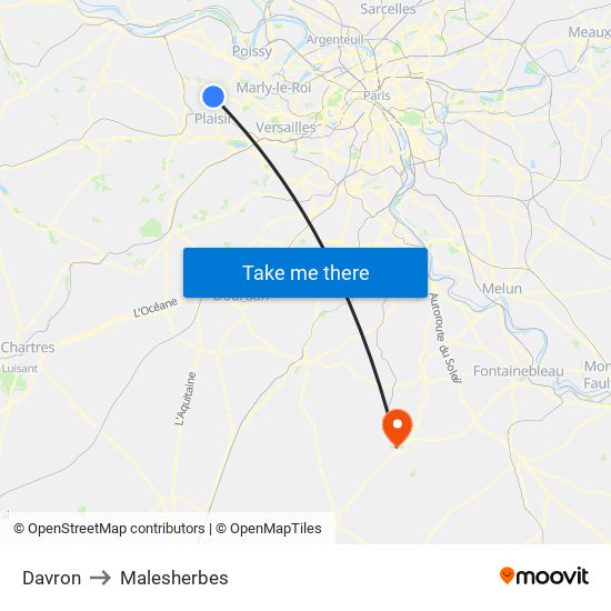 Davron to Malesherbes map