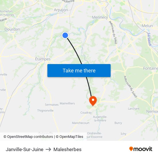 Janville-Sur-Juine to Malesherbes map
