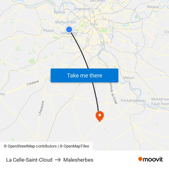 La Celle-Saint-Cloud to Malesherbes map