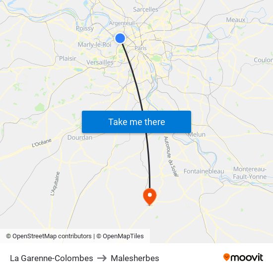 La Garenne-Colombes to Malesherbes map