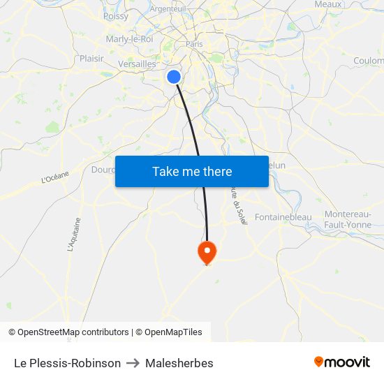 Le Plessis-Robinson to Malesherbes map