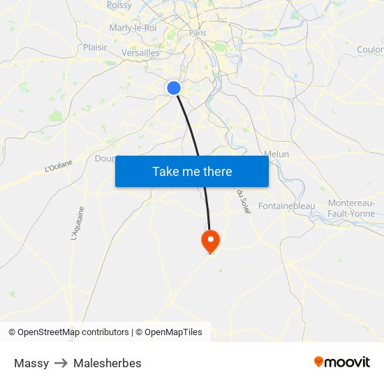 Massy to Malesherbes map