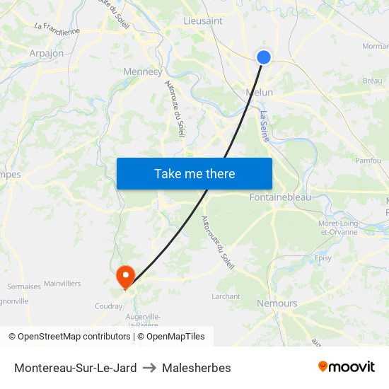 Montereau-Sur-Le-Jard to Malesherbes map