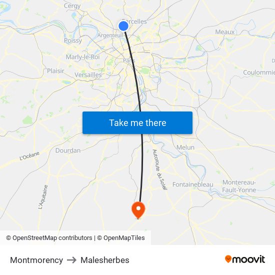 Montmorency to Malesherbes map