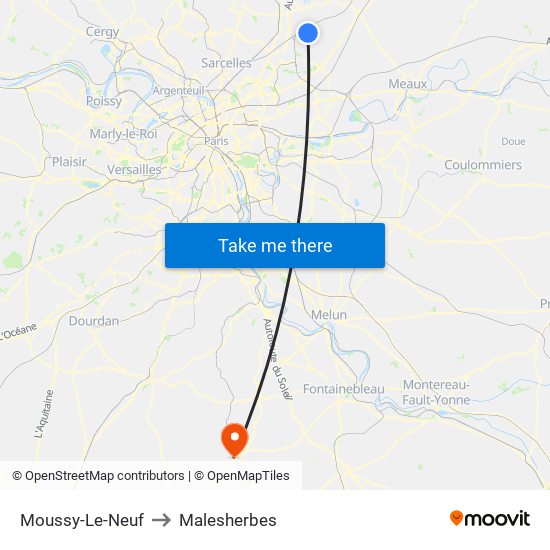 Moussy-Le-Neuf to Malesherbes map