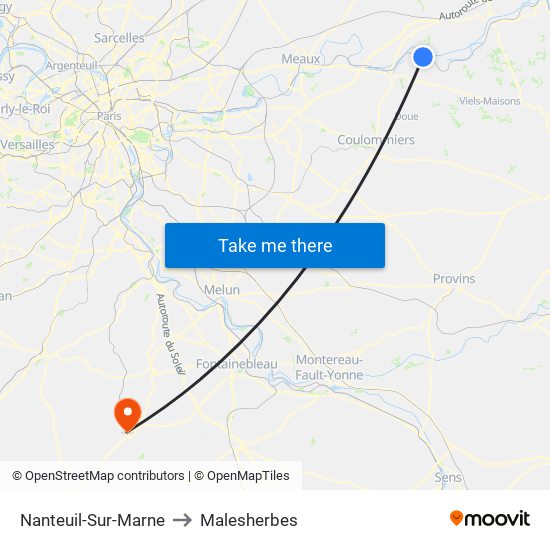 Nanteuil-Sur-Marne to Malesherbes map