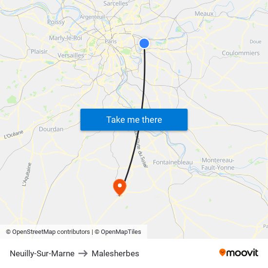 Neuilly-Sur-Marne to Malesherbes map