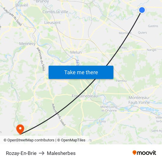 Rozay-En-Brie to Malesherbes map