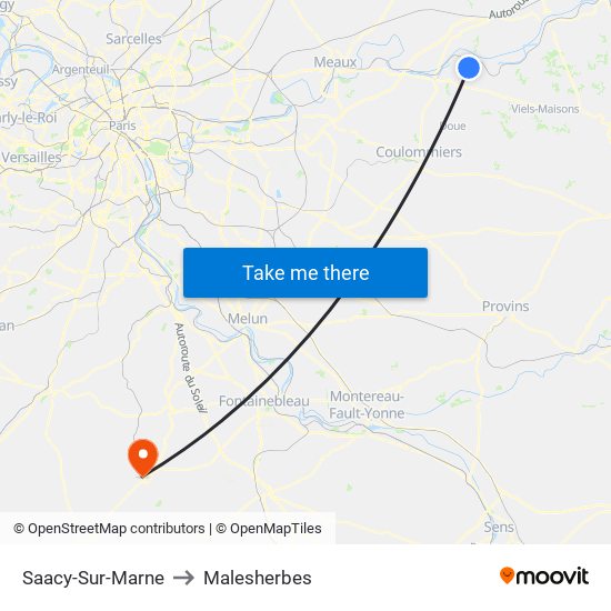 Saacy-Sur-Marne to Malesherbes map
