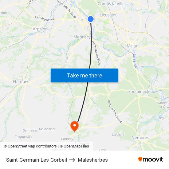 Saint-Germain-Les-Corbeil to Malesherbes map