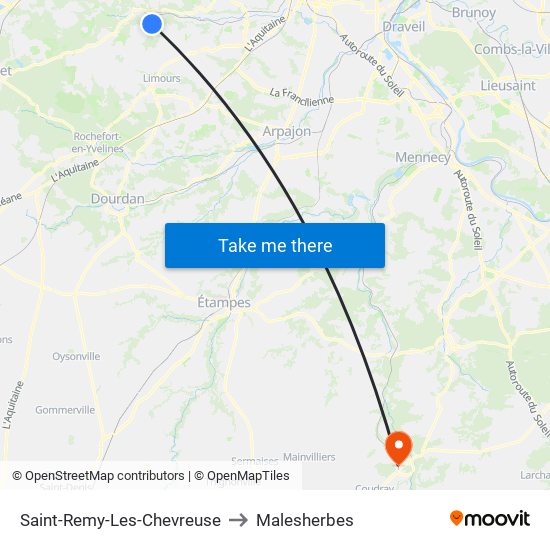 Saint-Remy-Les-Chevreuse to Malesherbes map