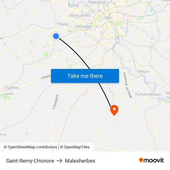 Saint-Remy-L'Honore to Malesherbes map