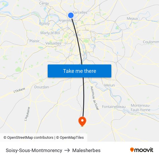 Soisy-Sous-Montmorency to Malesherbes map